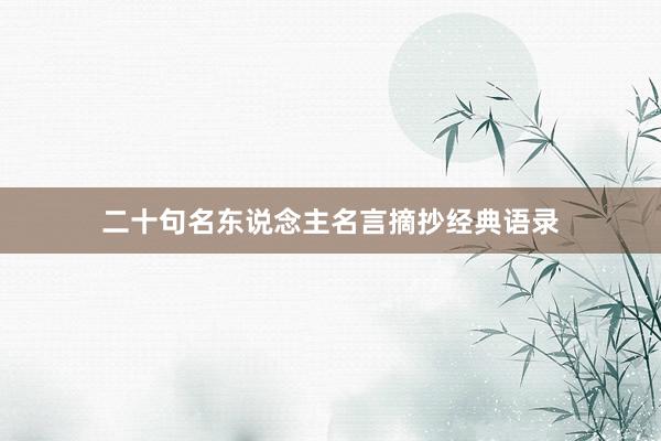 二十句名东说念主名言摘抄经典语录