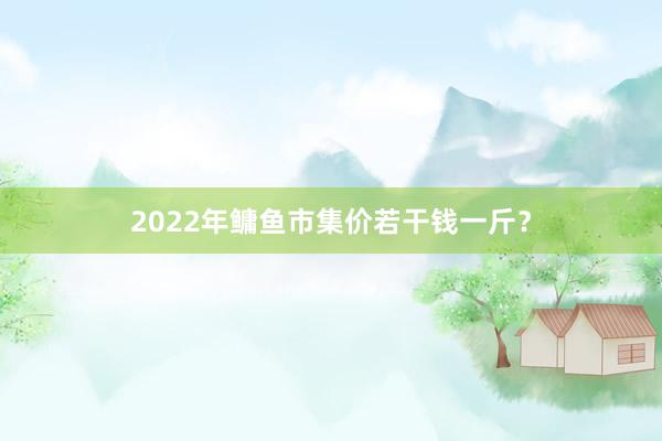 2022年鳙鱼市集价若干钱一斤？